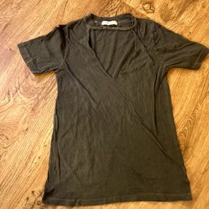 Truly madly deeply XS deep v womens cut out t shirt XS weathered black